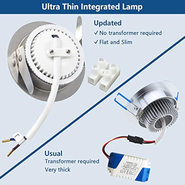 HiBay 10x 5W LED Recessed Spotlights Ceiling Lights IP44 Bathroom Downlights Brushed Chrome Spot Lights Ultra Slim Downlighters Cool White 6000K 240V