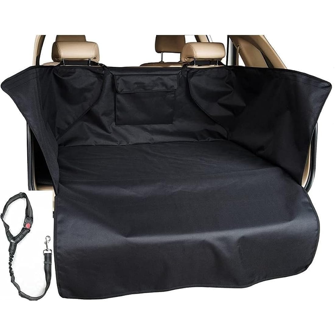 GoBuyer Waterproof Car Boot Liner Protector Covers for Dogs with Side Protection (BumplerFlap) + Headrest Strap