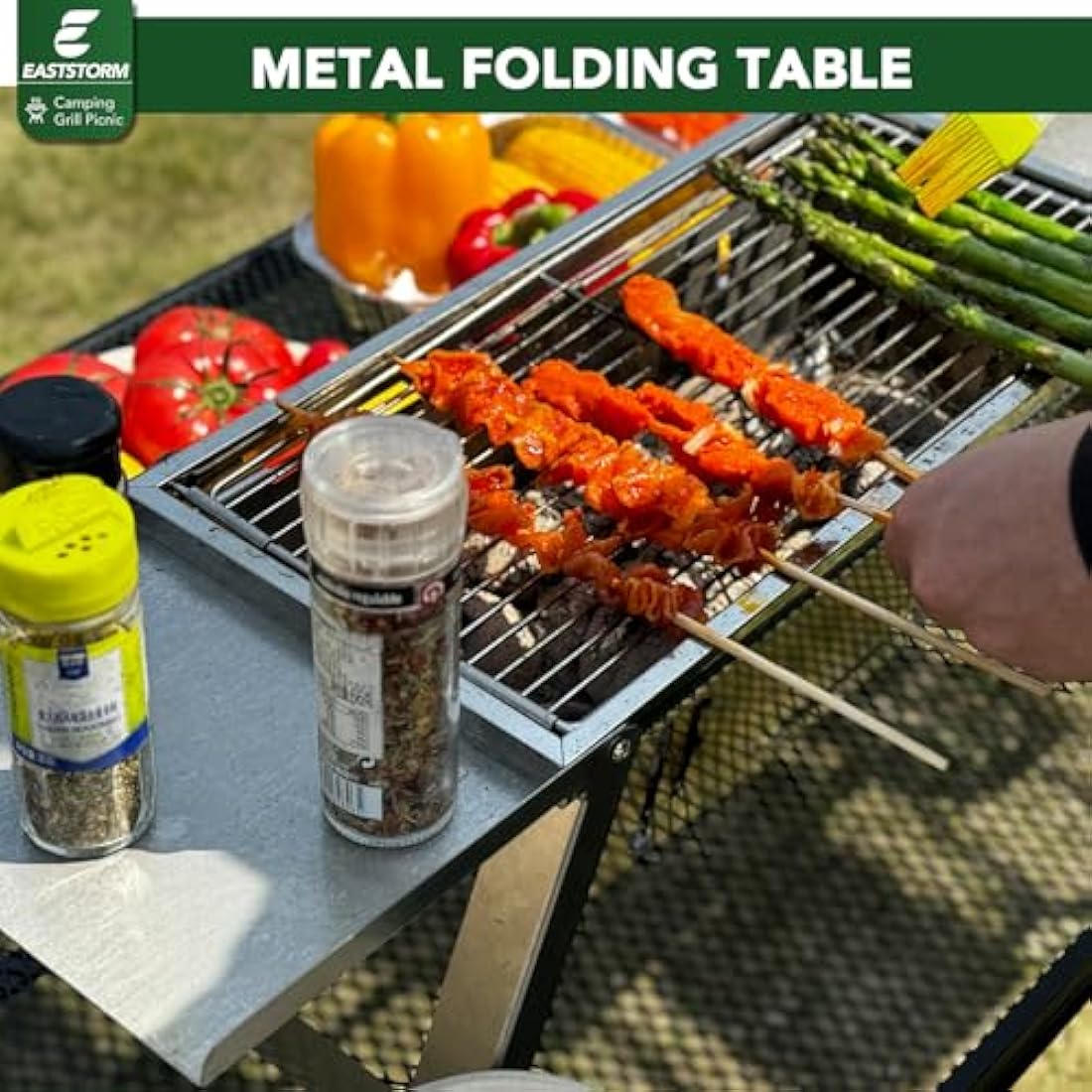 E EASTSTORM Camping BBQ Table Outdoor Folding Picnic Table 23.6”x 15.7”- Portable, Compact & Foldable for Easy Storage - Great for Picnic, Garden, Patio, Dining, Party, Market