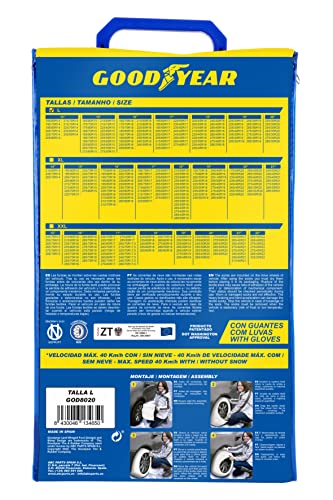 Goodyear Set of 2 x 9 mm Metallic Car Snow Chains Size 110 with Automatic Tensioner