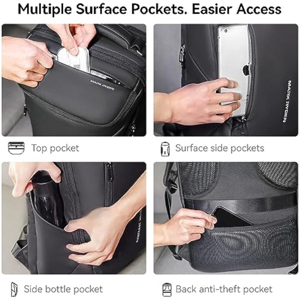 MARK RYDEN mens backpack Large Capacity waterproof laptop backpack business men with USB Charging Port for Official Travel Hiking Pack Fits Under 17.3 Inch Laptop