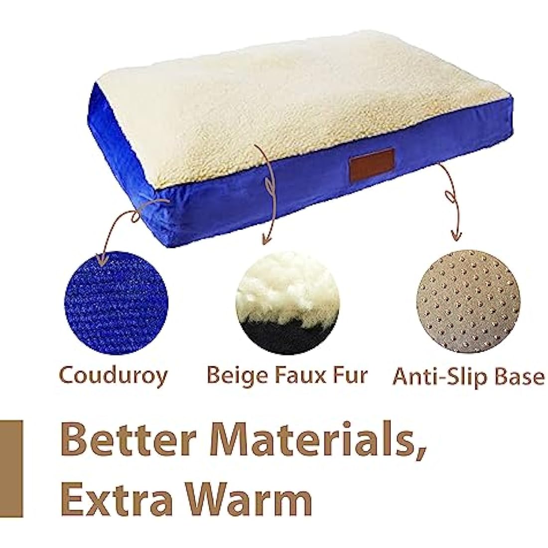Ellie-Bo Medium Dog Bed for 30-inch Dog Cage/Crate - Blue Faux Suede/Sheepskin