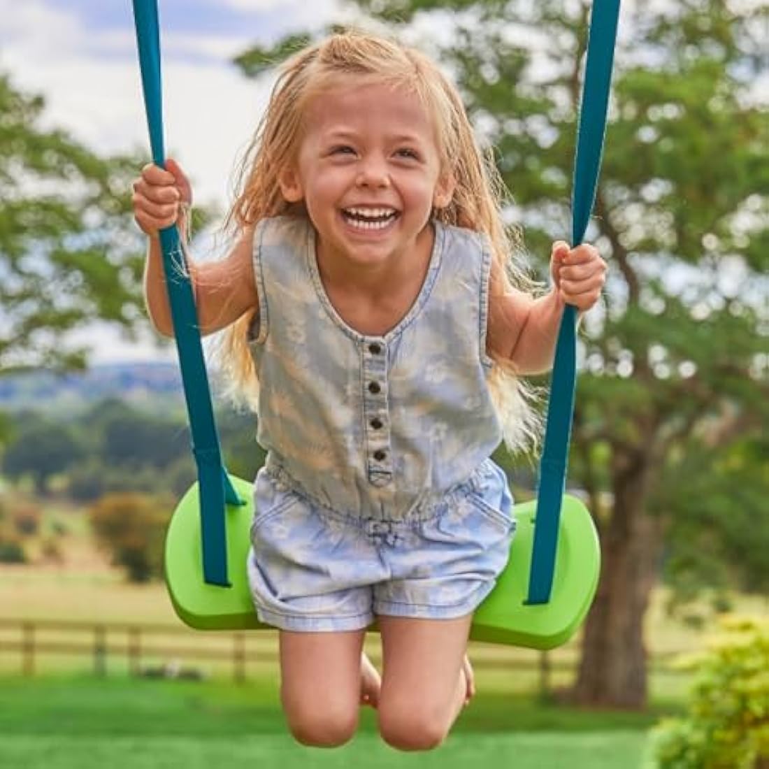 TP Toys Forest Wooden Single Swing Includes 1 Fully Adjustable Rapid Swing Seat, Supplied With Ground Stakes, FSC Certified Pressure Treated Wood, Strong and Sturdy Construction, Age 3 years+