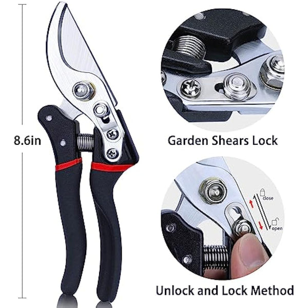 Kynup Secateurs Pruning Scissors, Gardening Pruning Shears, Garden Scissors, Hedge & Garden Shears, Clippers for Plants, Gardening, Trimming, Garden Tool(Black)