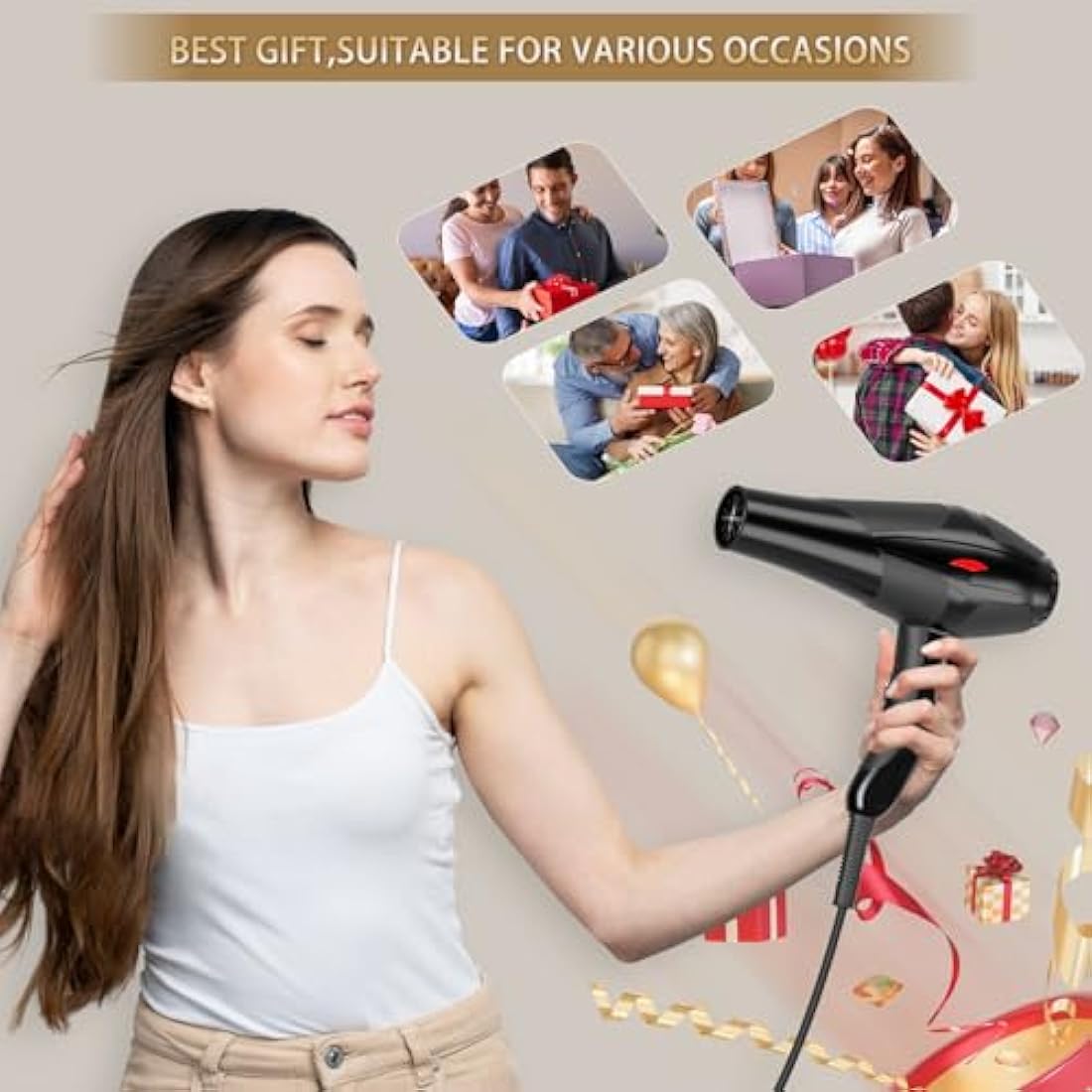 Jooayou Hair Dryer, 3000W Professional Ionic Hairdryer for Women Men, Fast Drying Blow Dryer with Diffuser 2 Speed 3 Heat Setting and Cool Button for Salon Home Travel Hair Styling