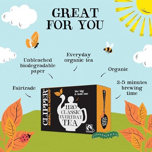 Clipper Tea Everyday Fairtrade Black Tea Bags Set of 1120 | Bulk Catering Pack of 1120 Teabags | Unbleached, Plastic Free & Biodegradable | Perfect for Office, Parties, Afternoon Tea, & Food Service