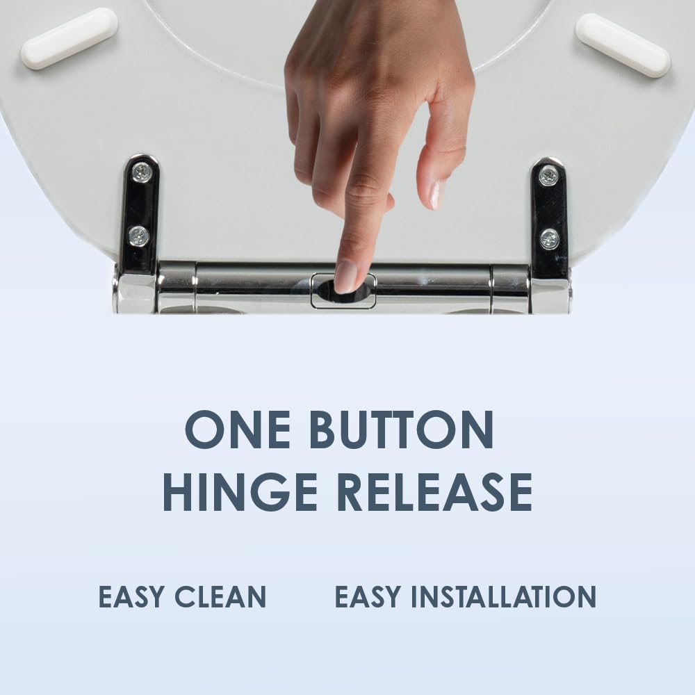 AQUALONA® Luxury Soft Close Toilet Seat - Moulded Wood - Stainless Steel Slow Close Hinges - Click, Lift & Clean Technology (Bamboo Toilet Seat)