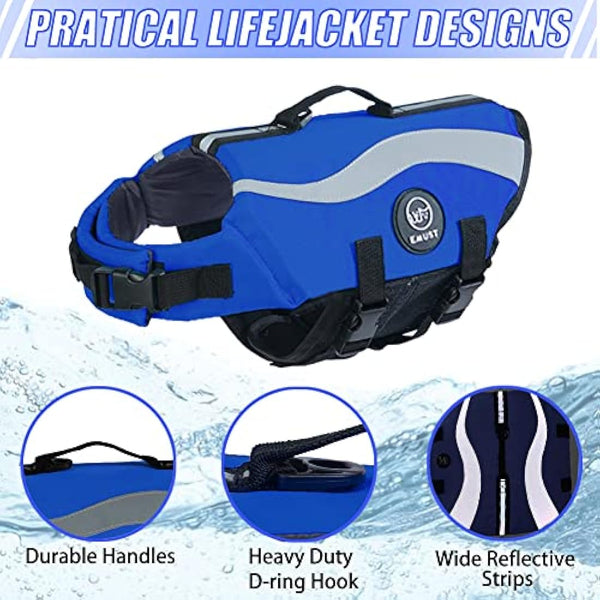 EMUST Dog Life Jacket, Ripstop Large Dog Life Vests Swimsuit for Boating/Swimming/Pool with Double Rescue Handles, Dog Flotation Vest for Large Dogs, Royal Blue,XXL