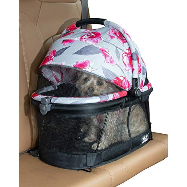 Pet Gear PG1040NZFL View 360 Pet Carrier & Car Seat for Small Dogs & Cats with Mesh Ventilation for Easy Viewing, Floral