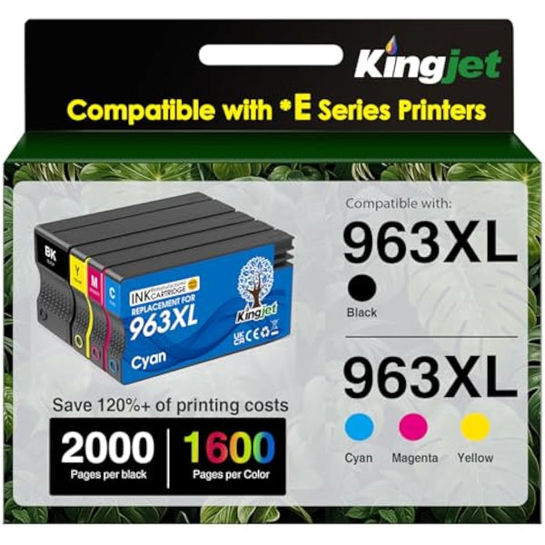KINGJET 963XL Ink Cartridges Multipack Remanufactured for HP 963XL 963 for HP Officejet Pro 9010e 9010 Ink Cartridges 9012 9012e 9020 9020e 9014 9014e 9015 9015e 9018e 9019e 9022 9025e