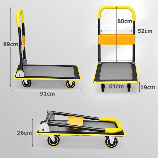 COSTWAY 150kg/300kg Folding Platform Trolley, Heavy Duty Hand Sack Truck with Handle & Bumper Strips, Rolling Flatbed Cart Dolly for Easy Transportation and Heavy Lifting (73x49x83cm, 150kg Capacity)
