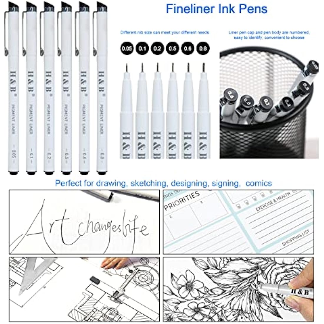 H & B 70 Pack Sketching Pencil Set with Sketchbook, Professional Sketch Pencils for Drawing, Art Supplies for Adults, Artists, Beginners