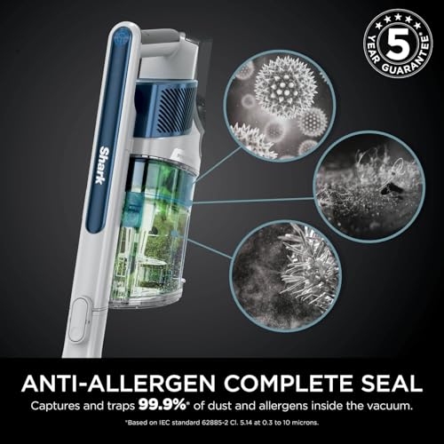 Shark PowerPro Cordless Vacuum Cleaner, Lightweight, Floor Detect Technology, Anti-Hair Wrap Technology, Anti-Allergen Complete Seal, Flexible, Handheld mode, Navy Metallic, IZ380UK