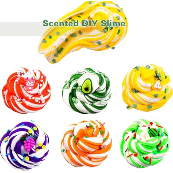 7 Pack Fluffy Butter Rainbow Slime, Non-Sticky and Soft for Boys, Scented Slime Party Favors, Birthday Gift, Stress Relief Toy for Kids