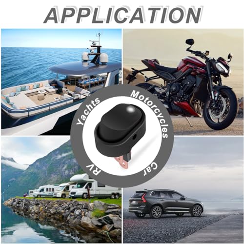 DAOKAI LED Lighted Rocker Switch 12V 30A SPST 3 Pin ON Off Toggle Switch Illuminated Red Lighted Oval Shaped Switch for Automotive Truck RV Boats - 5pcs