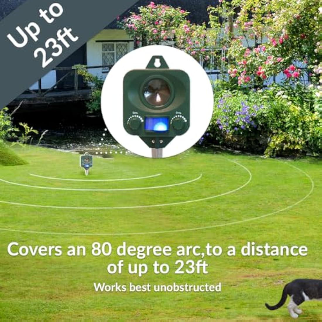 Pestbye® Waterproof Ultrasonic Cat Repeller and Scarer with Ground Stake (Battery Powered)