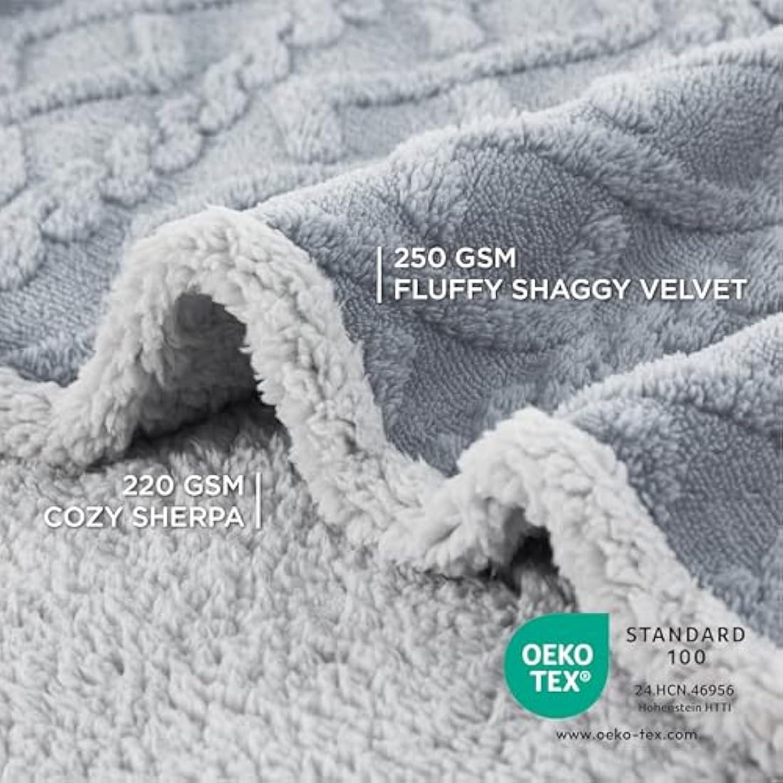 LE SURE Washable Dog Blanket Extra Large - 152x203cm Waterproof Blanket for Dogs and Cats, Twin Patterned Bed and Sofa Couch Throw Protector with Soft Plush, Grey