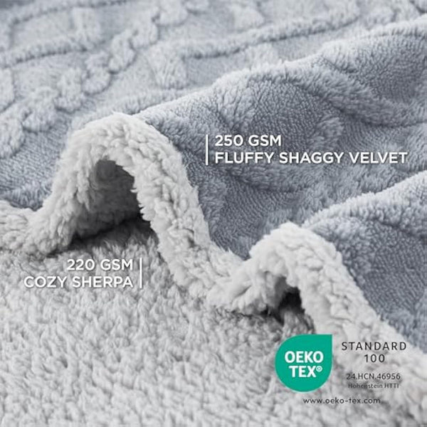 LE SURE Washable Dog Blanket Extra Large - 152x203cm Waterproof Blanket for Dogs and Cats, Twin Patterned Bed and Sofa Couch Throw Protector with Soft Plush, Grey