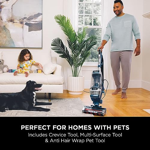 Shark PowerDetect Corded Upright Vacuum Cleaner, DuoClean Detect, Reverse Clean, Anti Hair Wrap Plus, Anti-Allergen, 8m Cord, 1.3L, Dusting Brush, Pet, Crevice, Multi Surface Tools & Bag, AZ3900UKTBK