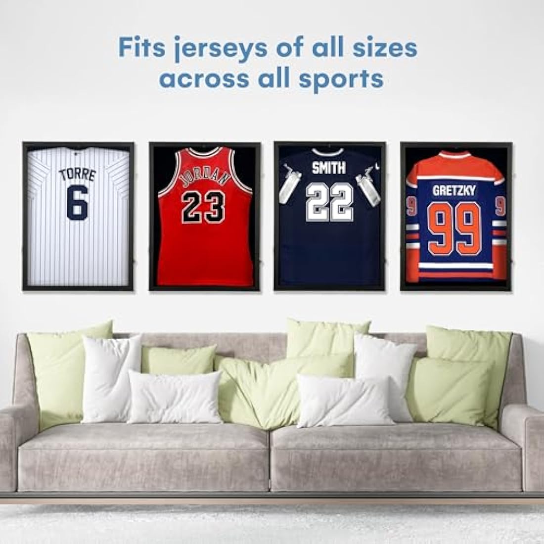 Schaukasten für Trikots, großer Objektrahmen, abschließbar, mit UV-Schutz, Acryl, Präsentation per Kleiderbügel oder Feststecken, für Baseball-, Basketball-, Fußball-, Sport-Trikots, schwarz lackiert