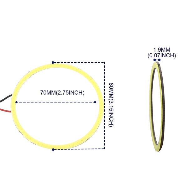 Qasim Car Angel Eyes COB Light Halo Ring 120MM 93SMD Headlight Lamp White 12V 24V(Pack of 2PCS)