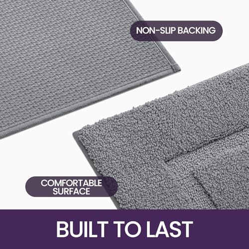 DEXI Bath Mat 60 x 110 cm, Absorbent Bathroom Mats with Non Slip Backing, Machine Washable Rug for Shower Floor, Grey