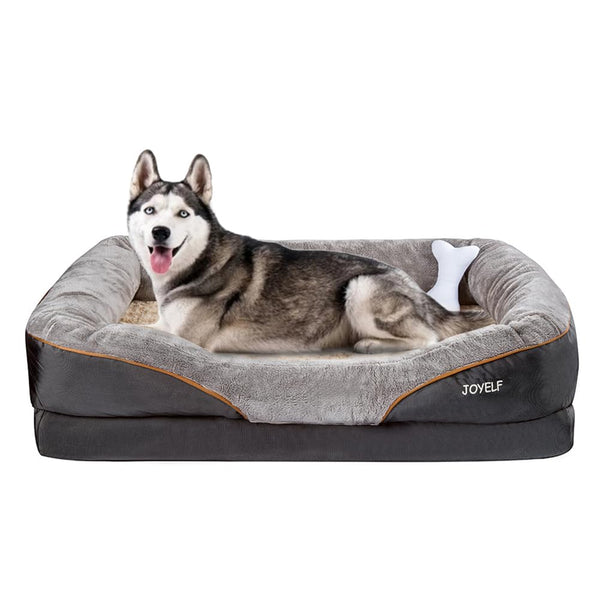 JOYELF Large Memory Foam Dog Bed, Orthopedic Dog Bed & Sofa with Removable Washable Cover and Squeaker Toys as Gift