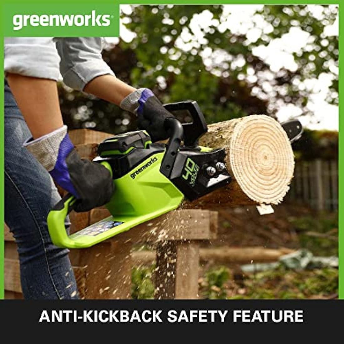 Greenworks GD40CS15 Cordless Chainsaw with Brushless Motor, 14 Inch (35cm) Bar Length, 12m/s Chain Speed, 3.5kg, Auto-Oiler, Kickback Protection WITHOUT 40V Battery & Charger