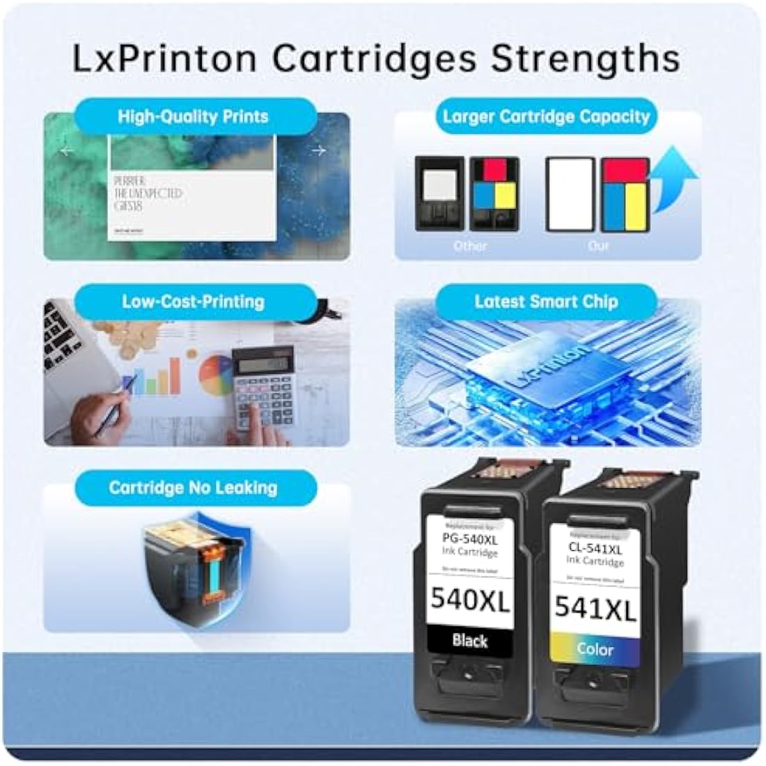 540XL 541XL Twin Pack Compatible for Canon 540 and 541 Ink Cartridges, Cannon 540 541 Printer Ink for Canon TS5150 Ink Cartridges for Pixma TS5150 MG3650s MG3600 MG3650 TS5151 MX475 MG4250 MG3250