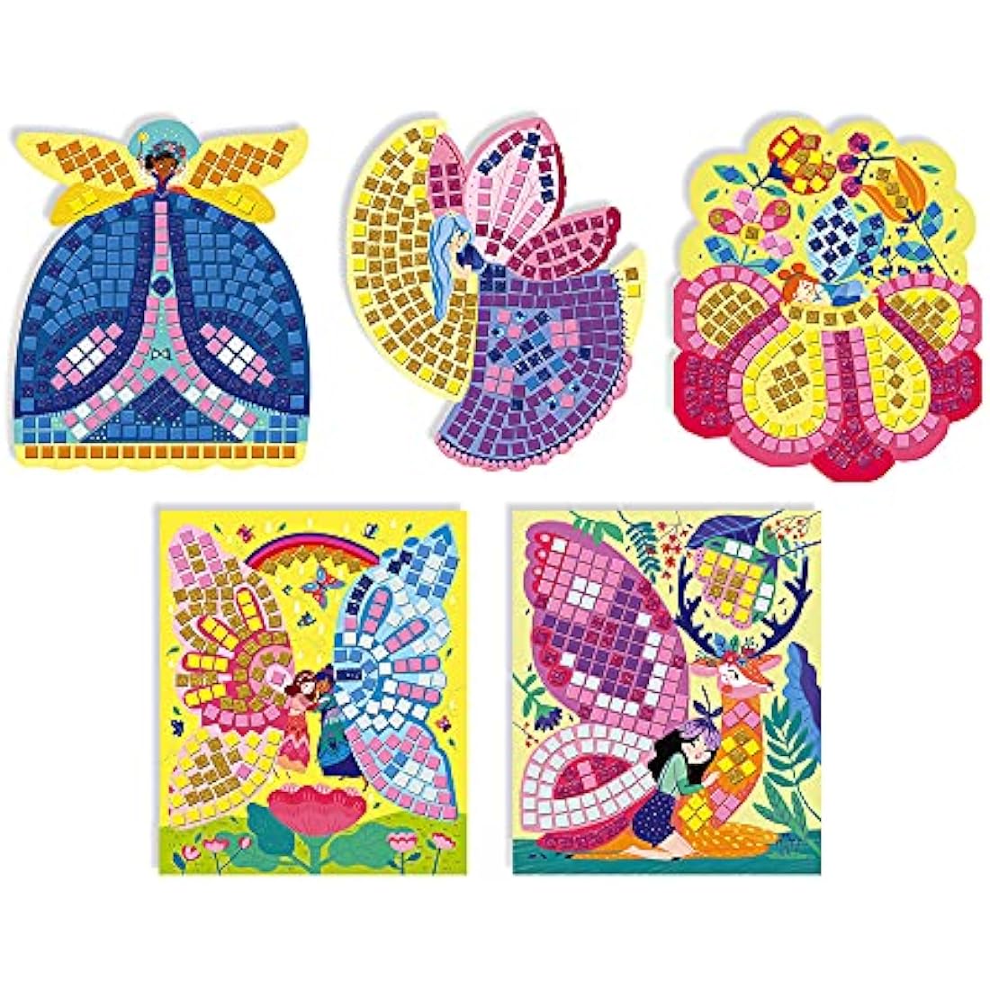 Janod - Fairies Foam Mosaics Box - Les Ateliers du Calme - Creative Leisure Kit for Children - Fine Motor Skills and Concentration Learning - from 5 Years, J07960