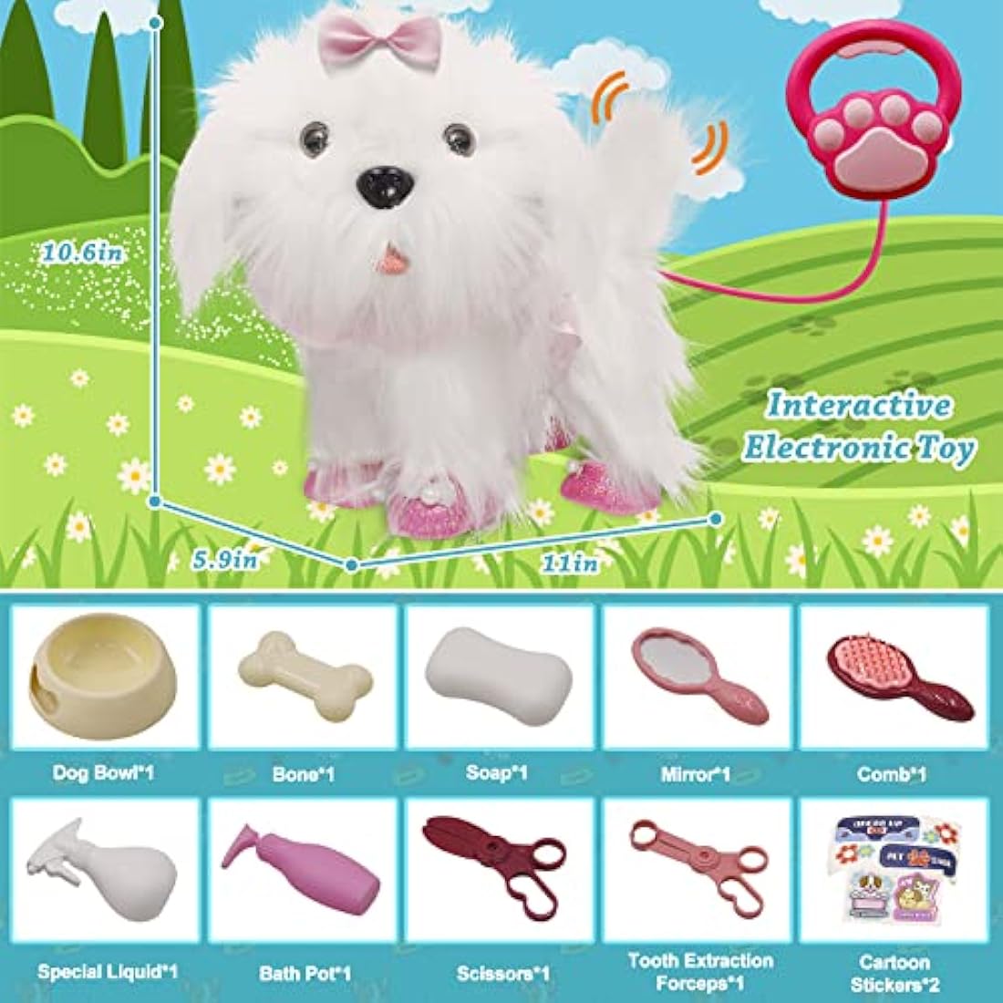 Jaydear Electronic Dog Toy for Kids, Plush Puppy Interactive Toy -Walks/Barks/Shake Tail/Talk, Stuffed Animals Cute Dog Toys Soft Gift for Christmas, Easter, Birthday, White