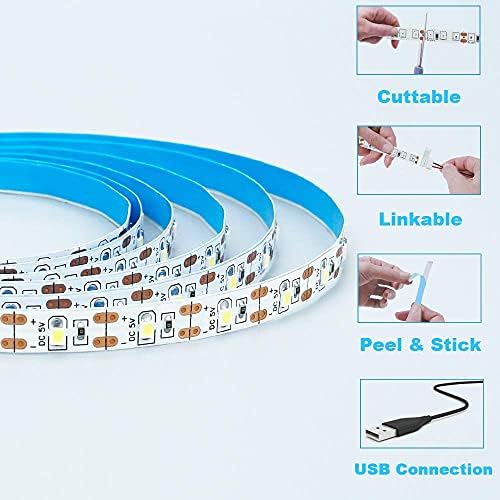 GOMING 5V USB LED Strip Light Red USB Powered 4M (2pcs x 6.6ft) 240LEDs Flexible SMD2835 No-Waterproof IP20 LED Tape Lights
