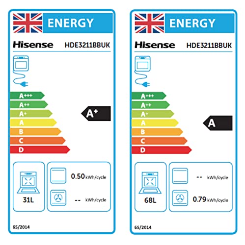 Hisense HDE3211BBUK 60cm Electric Cooker with Ceramic Hob-Black , A Rated Double Oven