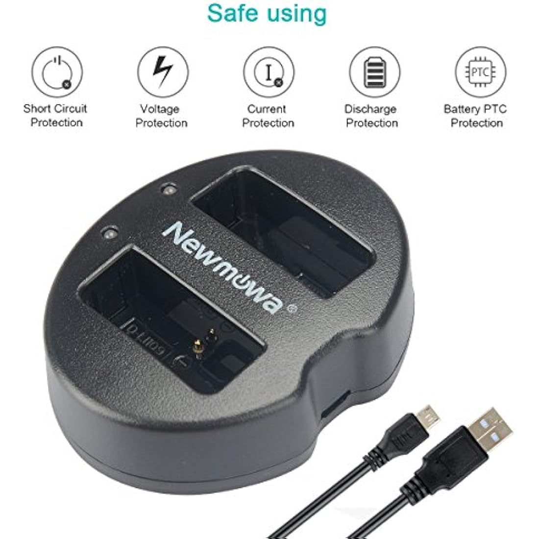 Newmowa D-Li109 Replacement Battery (2-Pack) and Dual USB Charger for Pentax D-Li109 Pentax K-R KP K-30 K-50 K-500 K-S1 K-S2