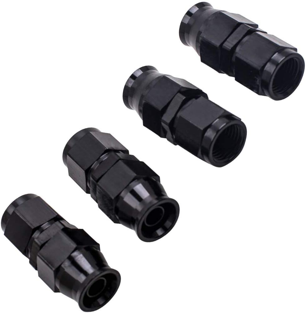 maXpeedingrods 6AN 20FT Stainless Steel PTFE E85 Silver Fuel Line Black Fitting Hose Kit AN6 12Feet - Black