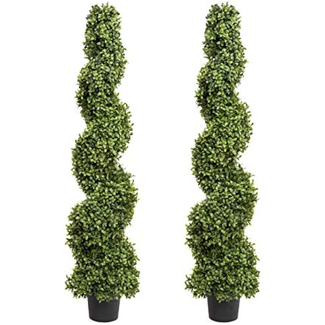 2x Artificial Spiral Boxwood Topiary Trees | Realistic Artificial Design | UV Protected for Outdoor Use | Indoor and Outdoor Use | Elegant Decoration (4ft/120cm), Green