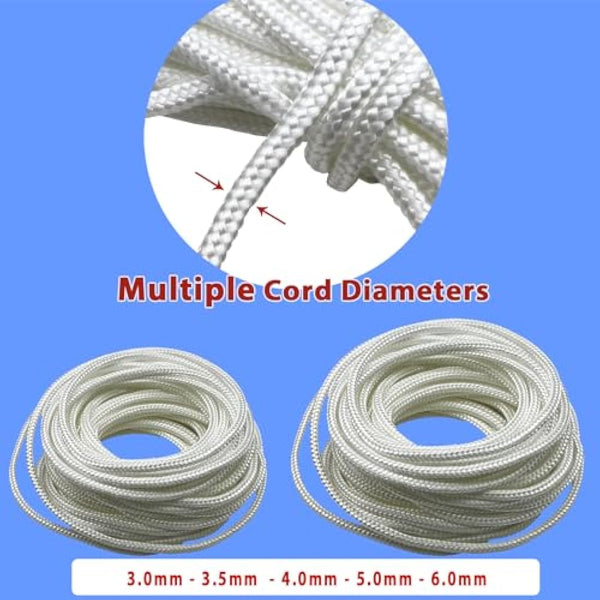 10 Meters 4.0mm Recoil Pull Cord for Lawnmower Chainsaw Recoil Starter Rope Gas Engine Pull Starter Replacement