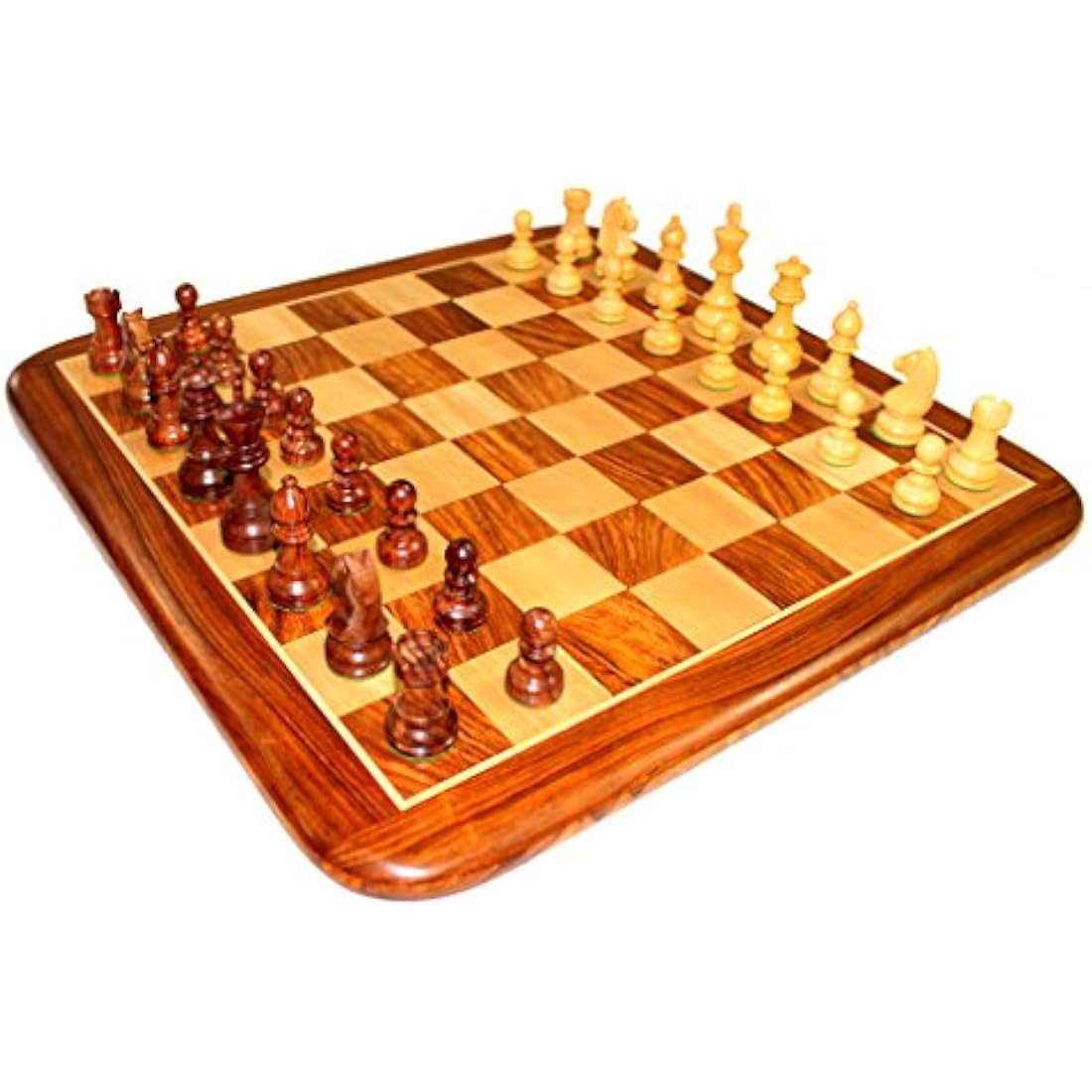 StonKraft 21" X 21″ Collectible Acacia Wood Chess Game Board Set+Wooden Crafted Pieces