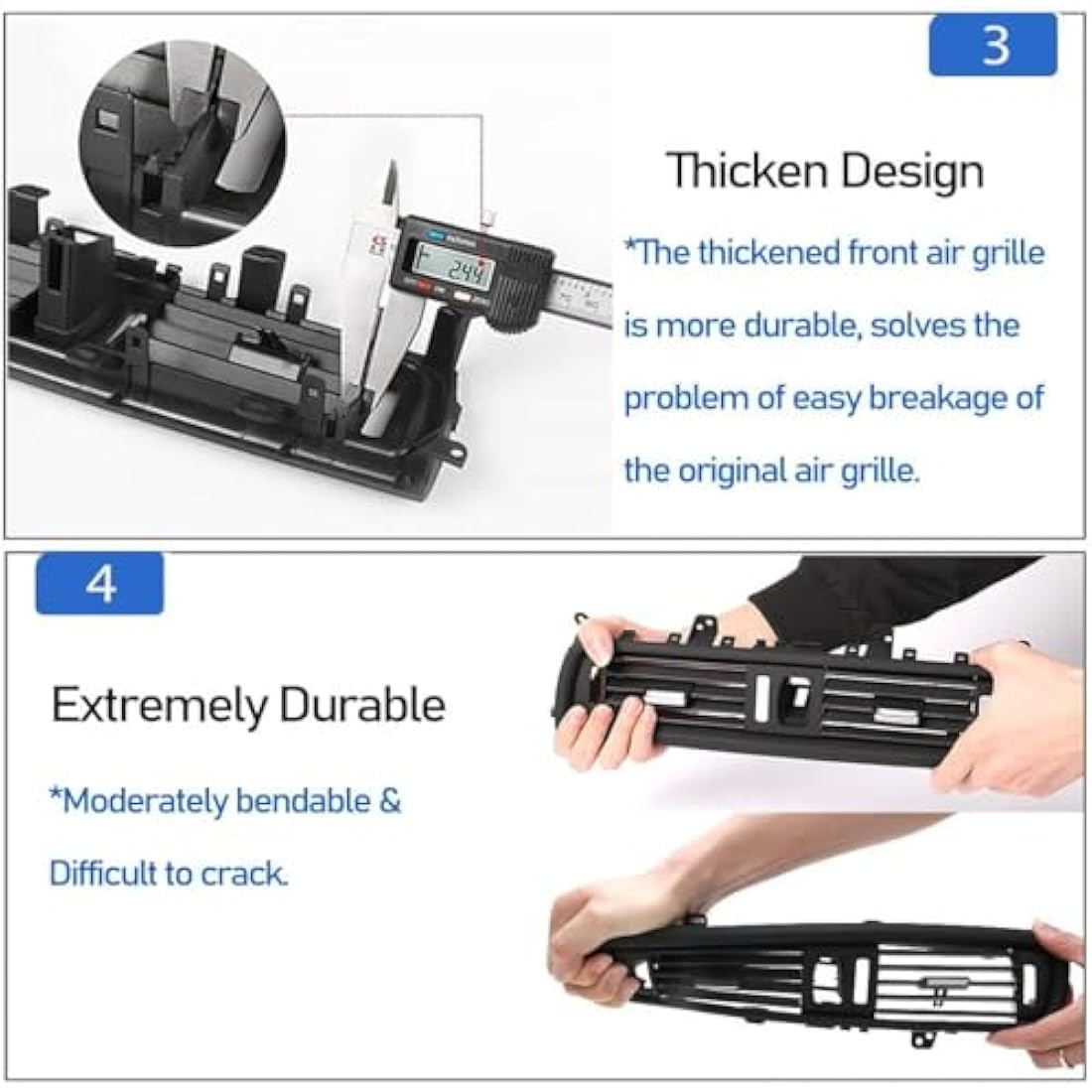 TTCR-II Front Air Grille, AC Vent Replacement Compatible with 5 series F10/F11, Middle Center Console Air Vent(Fit: 5 series 520 523 525 528 530 535 550 2010-2016)