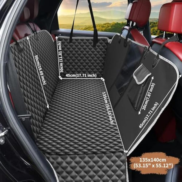 KYG Dog Car Seat Cover Hammock Dog Seat Cover with Mesh Window Durable Scratch Proof And Waterproof Car Rear Seat Protection Cover Pet Car Seat Cover For Cars/Trucks/Suv 135 X 140cm