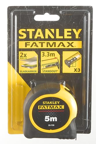 STANLEY Tape Measure Blade Armor 8 M Metric Shock Resistant with Mylar Coating and Cushion Grip 0-33-728