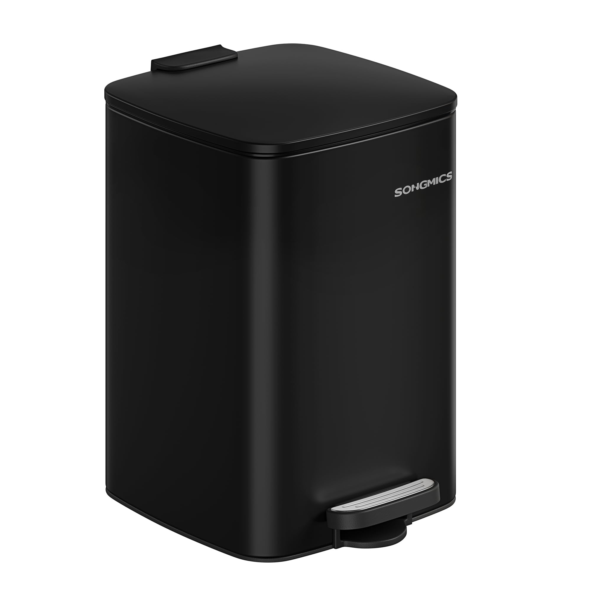 SONGMICS Kitchen Bin, 8-Gallon (30 L) Trash Bin, Steel Pedal Bin, with Inner Bucket, Soft Close and Stays Open, Metallic Silver LTB593E01