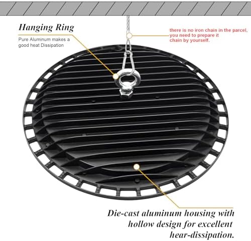 4Pack UFO LED Work Lights - 150W High Bay Garage/Shop Lights (equiv. 600W MH/HPS) - 21000lm, IP66 Waterproof for Barn, Workshop, Warehouse, Factory