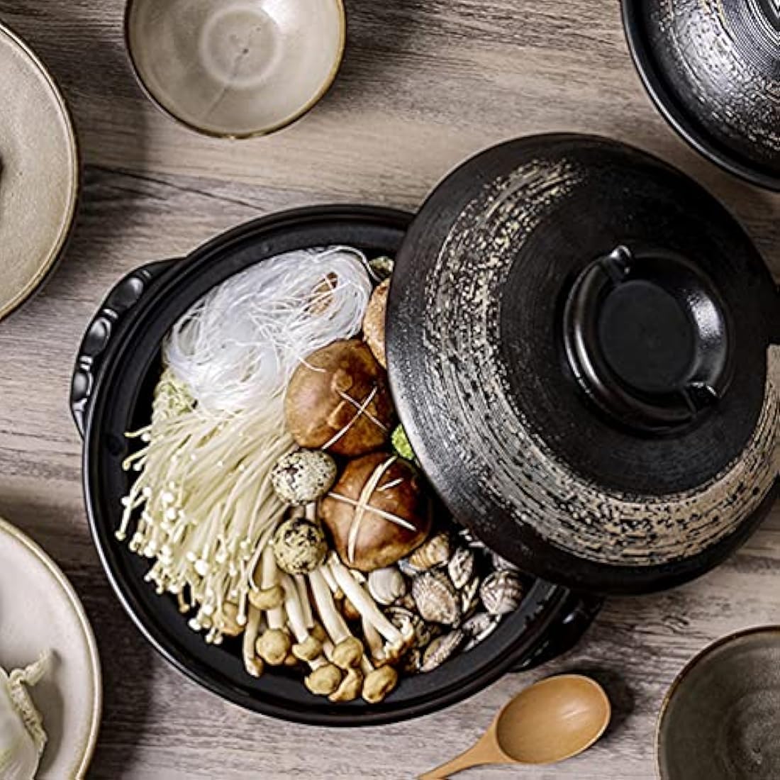 9 * 4Inch Ceramic Hot Pot Earthenware Clay Pot Fondue Pot Earthen Pot Round Stewpot Clay Pots Soup Pot Casserole Cooking Pot for Home