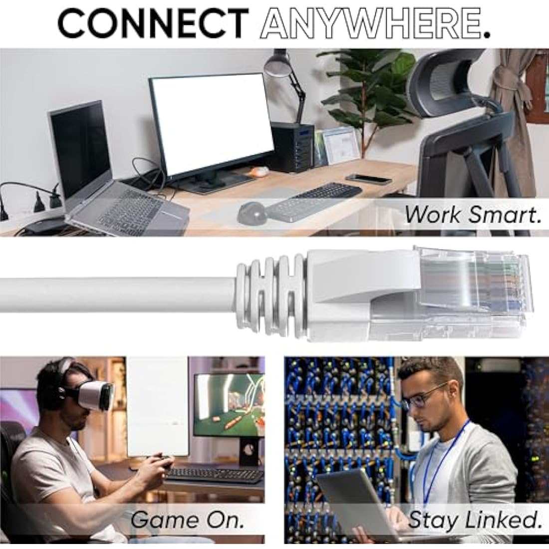 Mr. Tronic Grey Cat 5E Ethernet Cable 50m, High Speed LAN Ethernet Network Cable with RJ45 Ends Connectors, 50m Cat5E Internet 1 Gbps, ADSL AWG24 Patch, UTP CCA (50 Meters, Grey)