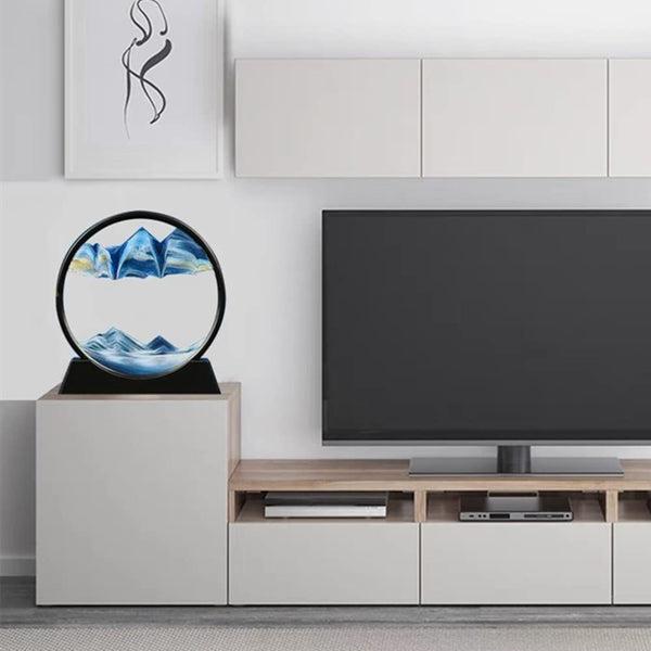 Arthink Moving Sand Art Picture,Liquid Motion 3D Sea Sandscape in Motion Display, Flowing Sand Frame Desktop Art Bookshelves Home Office Decoration(12 inch, Green)