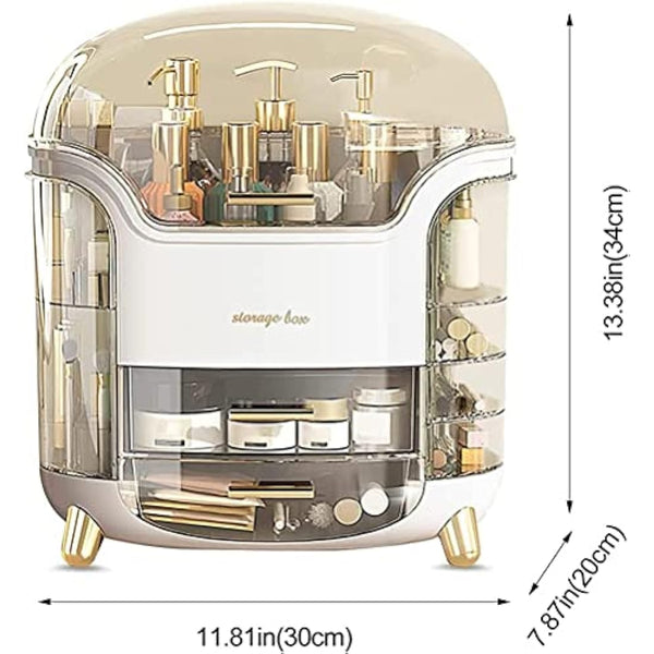 Kousee Make Up Storage Organizer Box Skincare Display Case Dust Water Proof, Vanity Organiser with Drawers for Cosmetics, Lipsticks, Perfume-Ideal for Bathroom Countertop, Bedroom Dresser