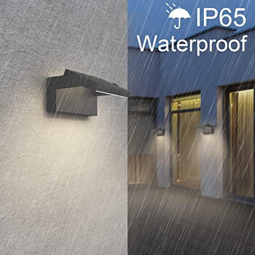 Klighten 24W LED Wall Light Outdoor Indoor, Waterproof IP65 Adjustable Wall Lamp Aluminum, Modern Outside Light Main Power for Entrance Garden Balcony, 1500 Lumen, Dark Gray, Natural White 4000K