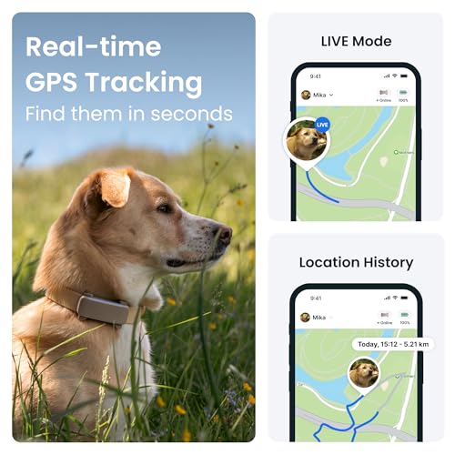Tractive Smart Dog Tracker | 2025 Edition | Real-time GPS Tracking | Escape & Health Alerts | Vitals Monitoring | Market Leader (Black)