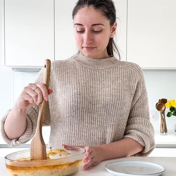 A&M Natural Living Wooden Kitchen Utensils Set of 7 for Cooking, Wooden Kitchen Utensils Including Wooden Spoons, Serving Spoon, Wooden Spatula Set, Wooden Spoons Cooking Kitchen Sets